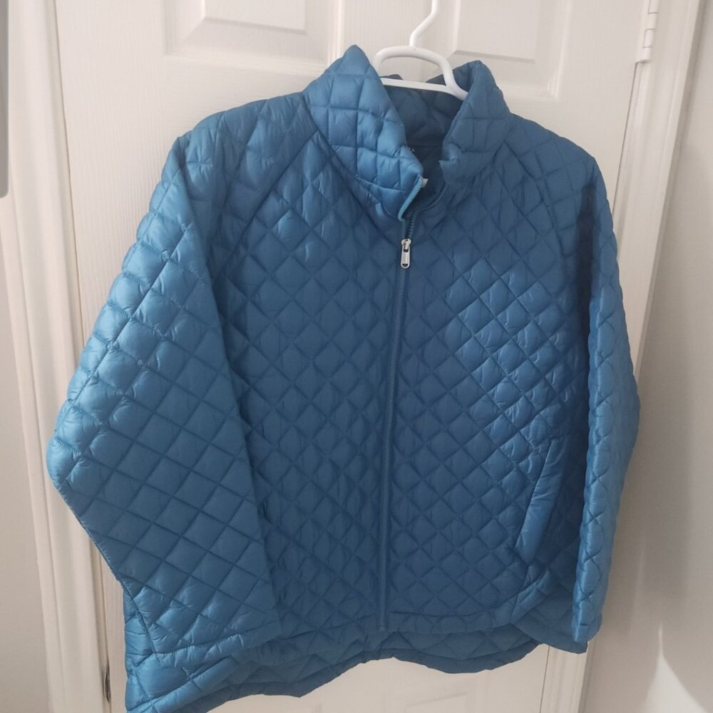 Athleta Whisper Puffer Jacket 2X FREE SHIPPING Borealis Green Blue